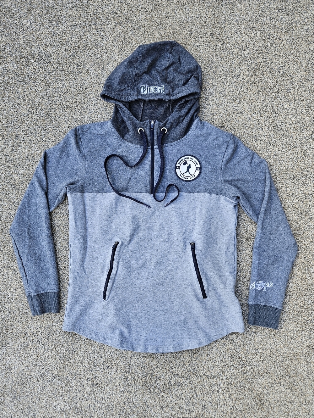 Baseballism Pullover Hoodie Gray Black Sweatshirt Jacket Mens Size Small